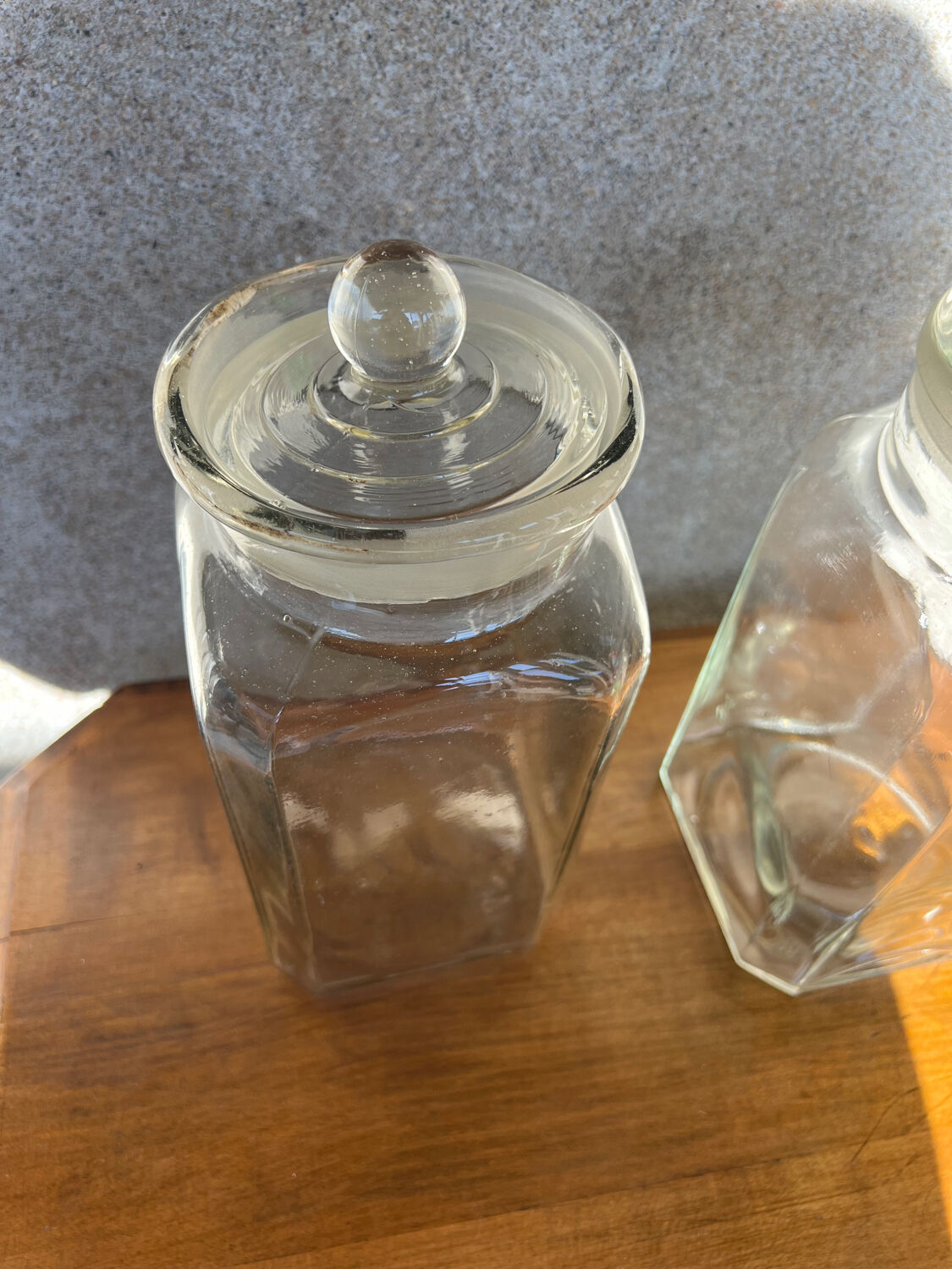 2 vintage glass jars