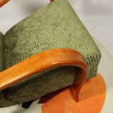 Fauteuil Art déco en jacquard géométrique vert par Kropacek Kozelek 1950