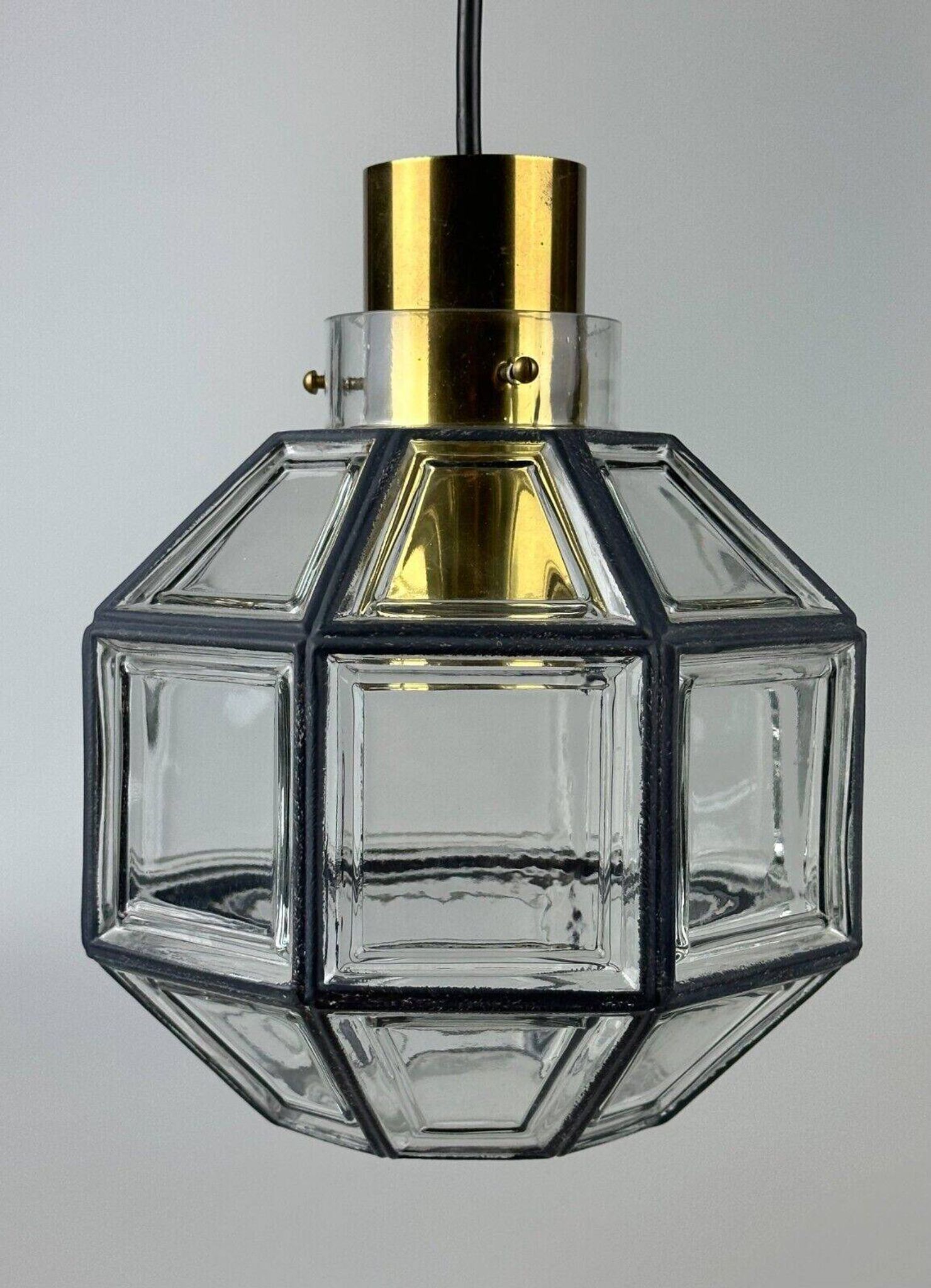 60s 70s hanging lamp by Limburg Leuchten Germany glass brass Space Age