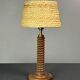 Midcentury French brutalist wood turned table lamp, Charles Dudouyt style