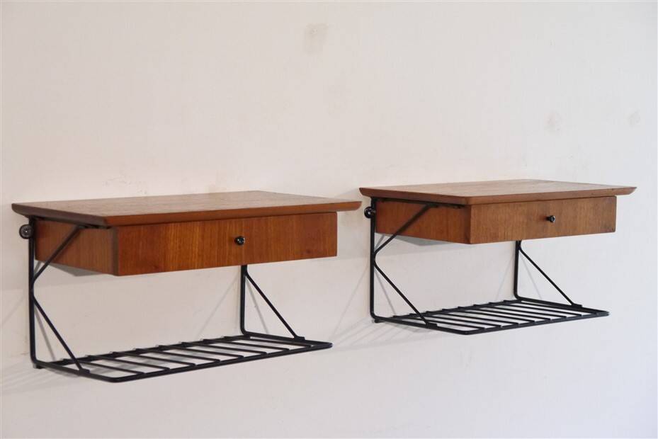 Paire de chevets à suspendre design scandinave 1960