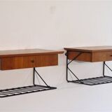 Pair of Scandinavian design hanging bedside tables 1960