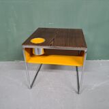 Vintage Design Wengé And Metal Side Table