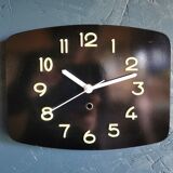Rectangular vintage formica wall pendulum clock "Phosphorescent black"