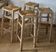 Set of 4 vintage high bar stools in raw solid oak and straw.