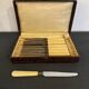 Service box of 11 knives with ivory handles and cast steel