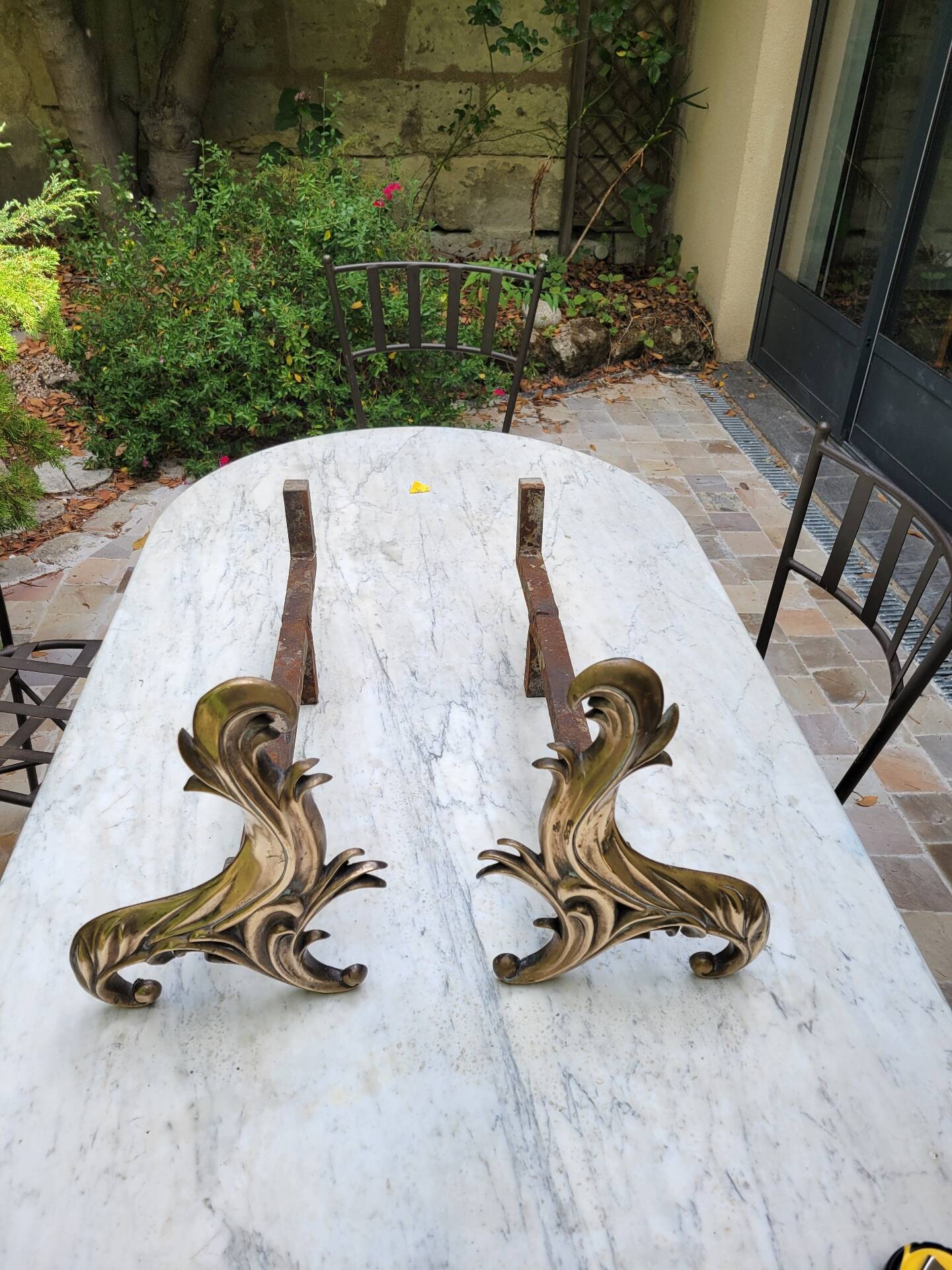 Gilded bronze chenets from the 19th century