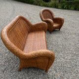 Rattan sofa and armchair
