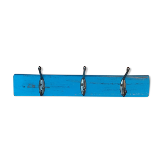 Towel rack in patinated metal wood 3 hooks dp1121b