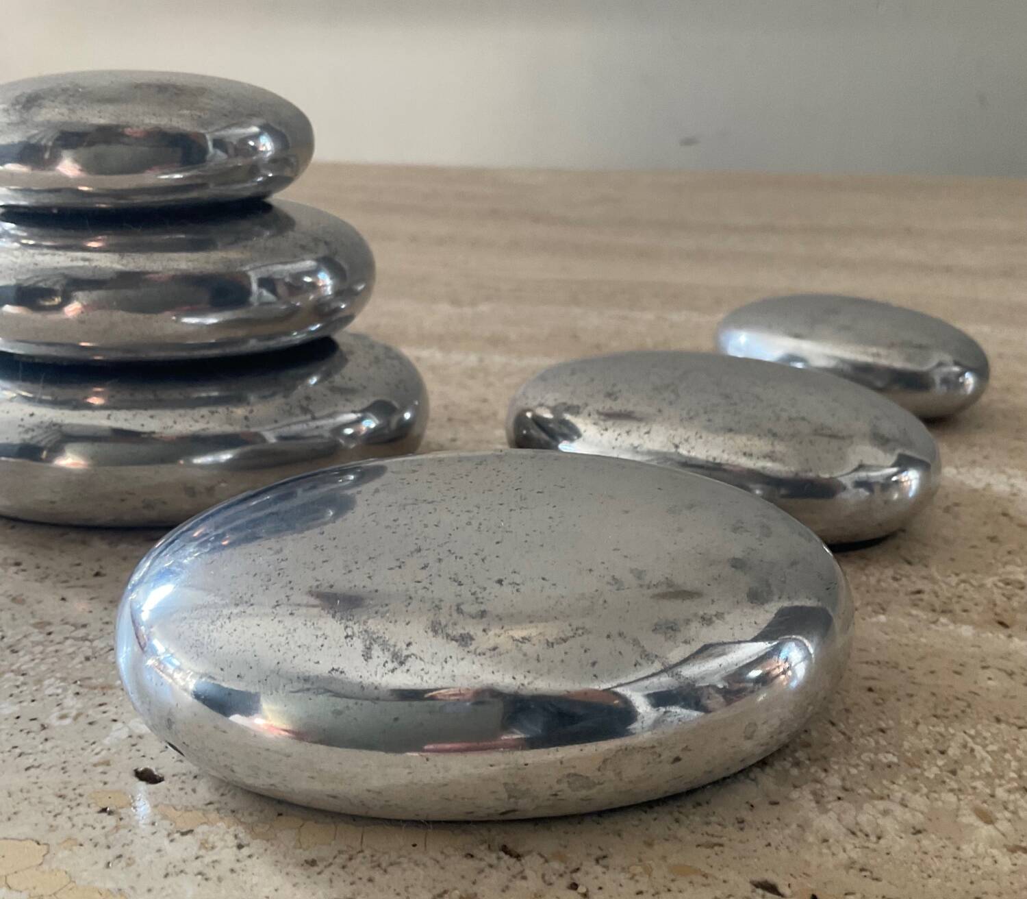 Vintage paperweight series polished aluminum pebbles