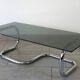 Table basse chrome et verre fumé space age 70's