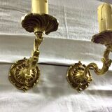 Paire d'appliques 1 lumière en bronze style Louis XV