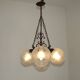 French Vintage 3 Light Bronze Effect Chandelier - Opaque Glass Ball Shades