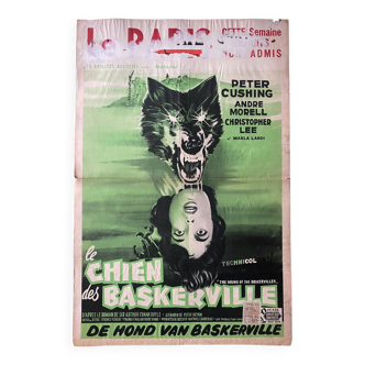 Affiche cinéma originale "Le Chien des Baskerville" Peter Cushing 36x54cm 1959