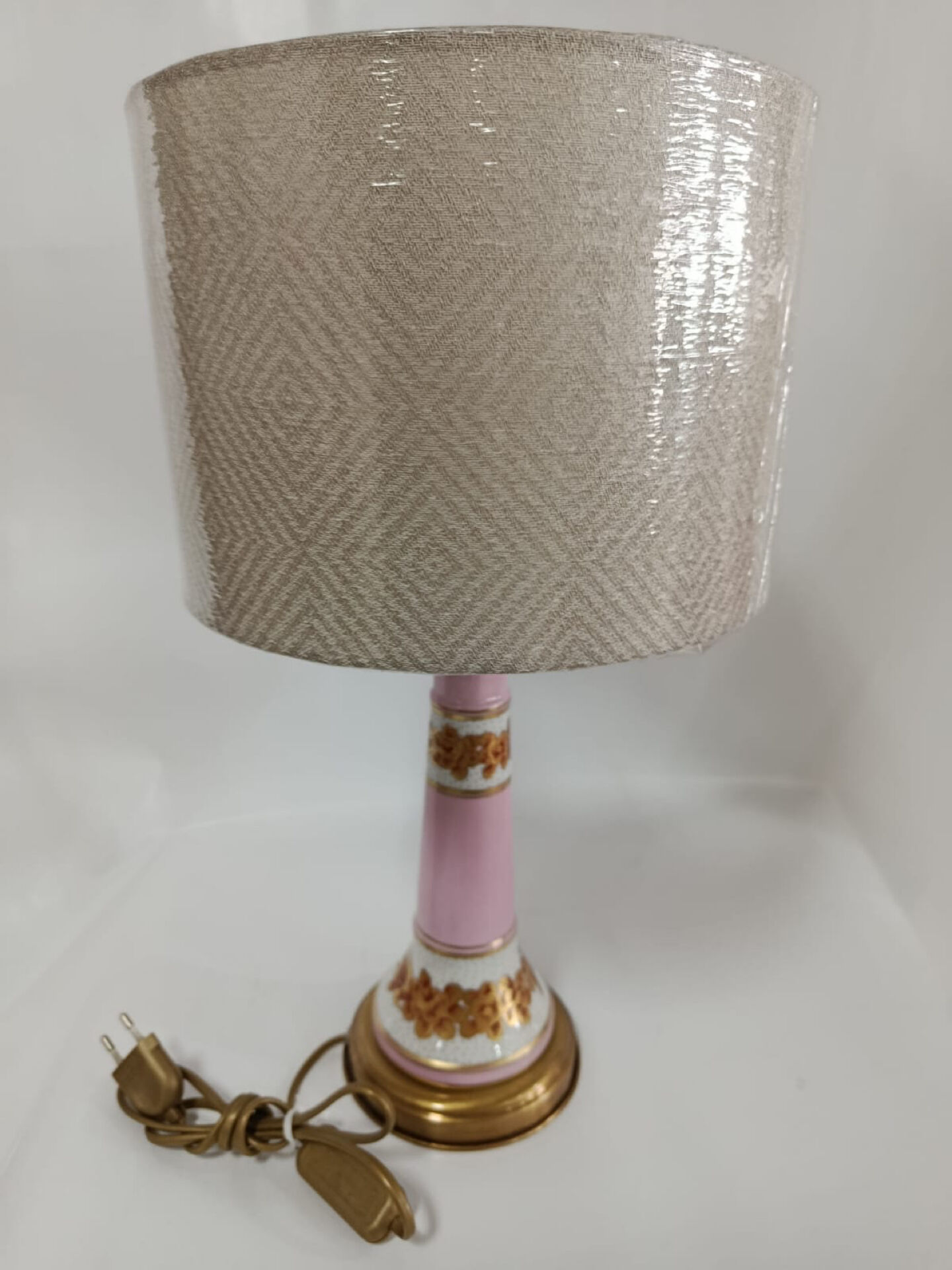Vintage Pink & Gold Porcelain Table Lamp
