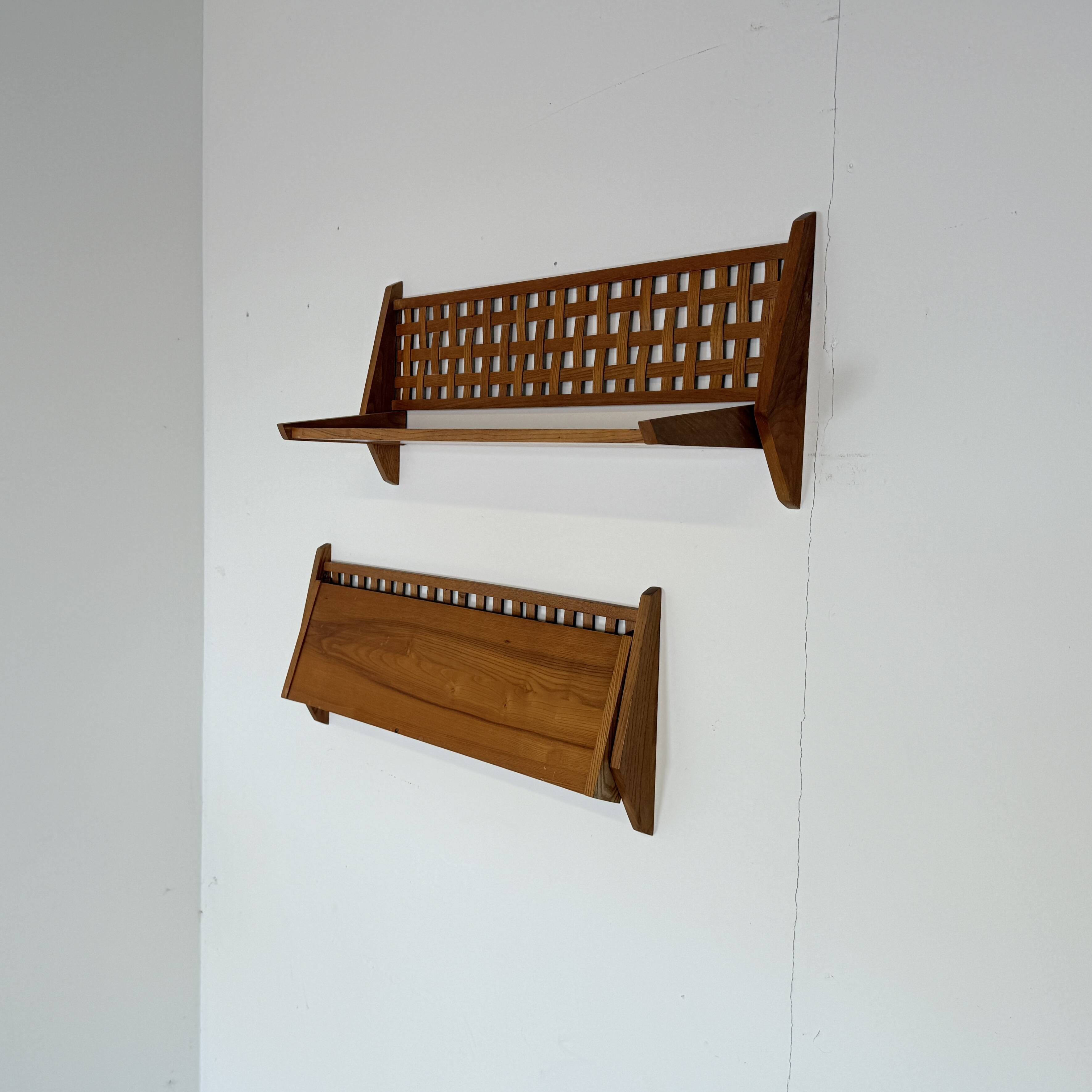 Set of 2 Mid-Century Wall Shelves with Woven Back Panel – ÚLUV