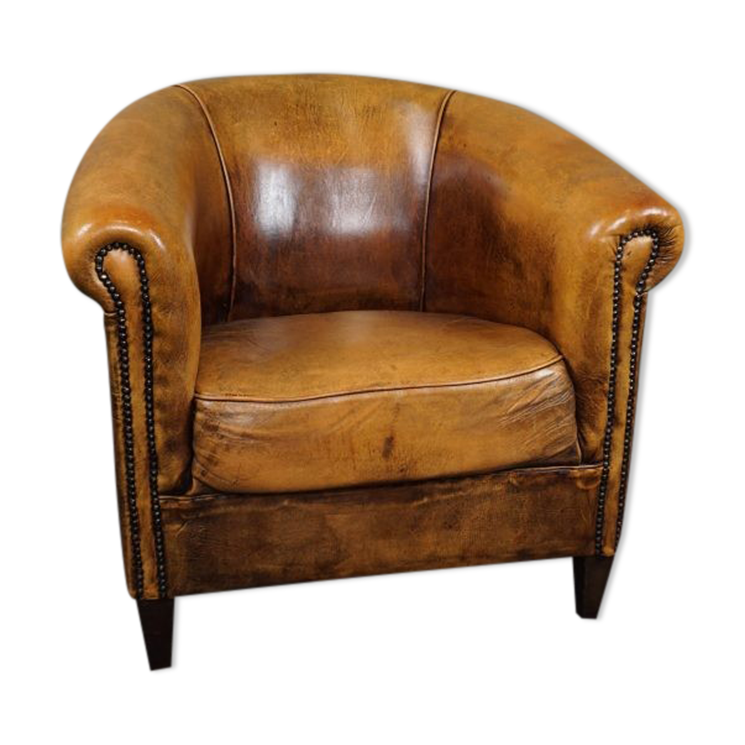 Fauteuil club en cuir de mouton