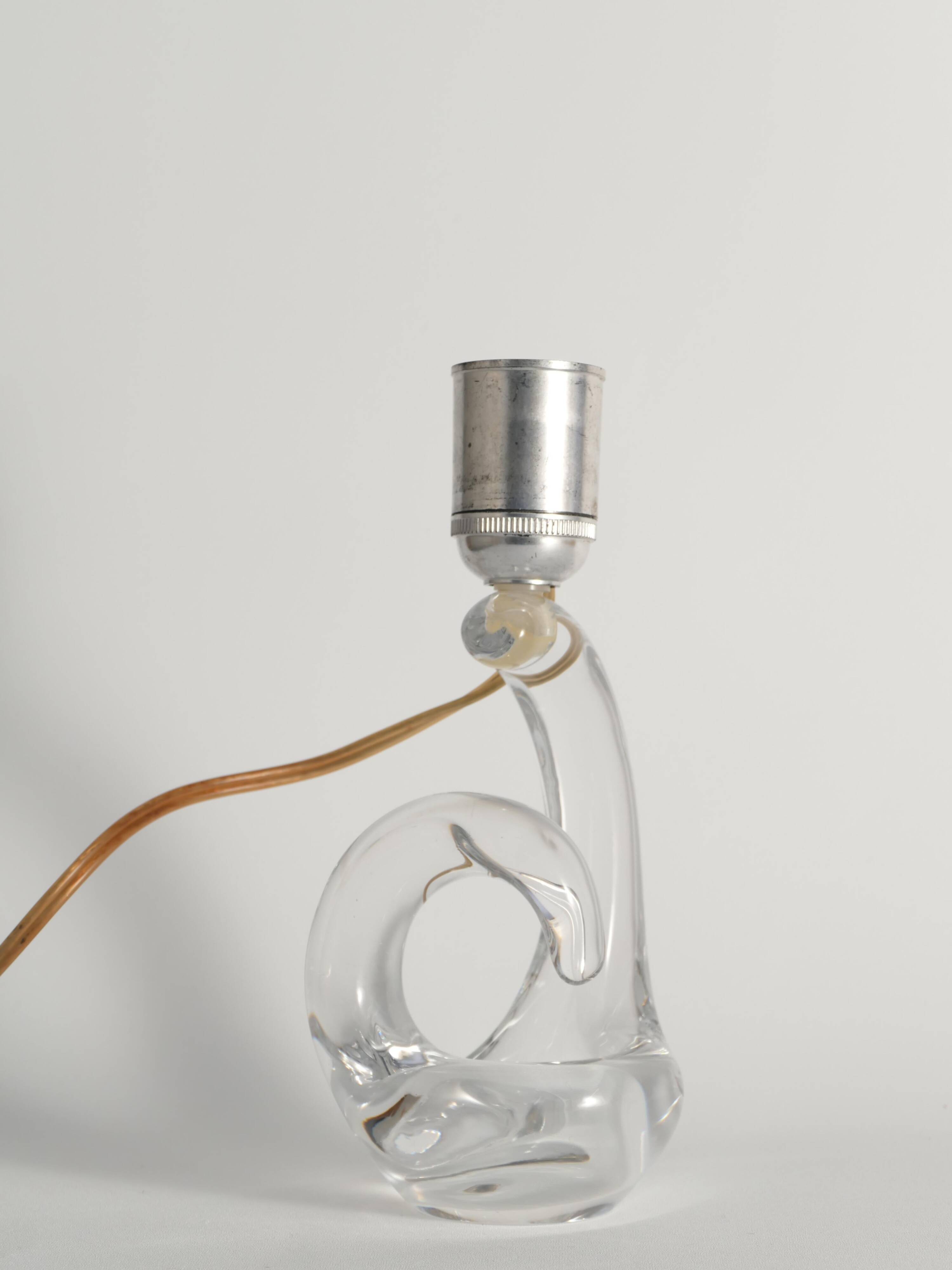 Sculptural Clear Crystal Glass Table Lamp by Schneider, France, 1950s