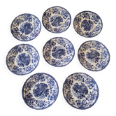 Set of 8 Ironstone Tableware CBM blue & white plates 1987 cottage decor