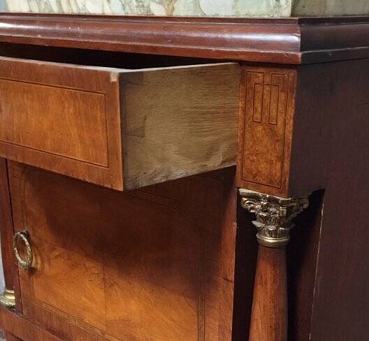 Empire-style bedside table in mahogany