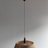 Teak and sisal pendant light from the 50s/60s by Temde Leuchten
