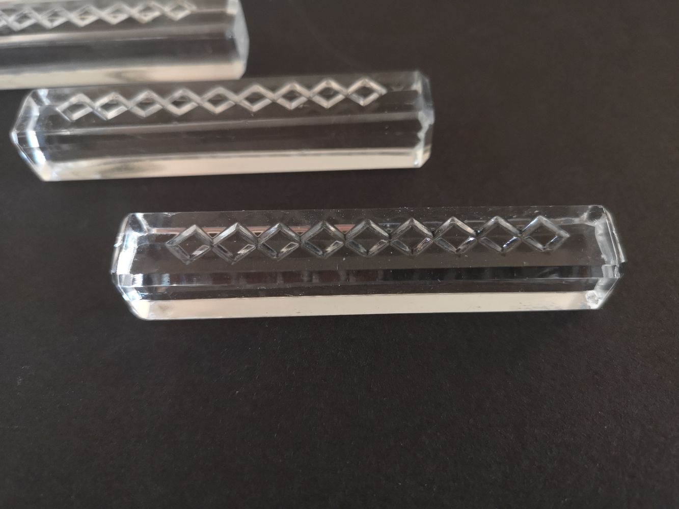 Set of 5 modernist knife rests in cut crystal - 1950s/1960s