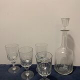 Set of 4 glasses and 1 carafe model Mirabeau early twentieth century