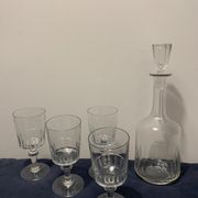Set of 4 glasses and 1 carafe model Mirabeau early twentieth century