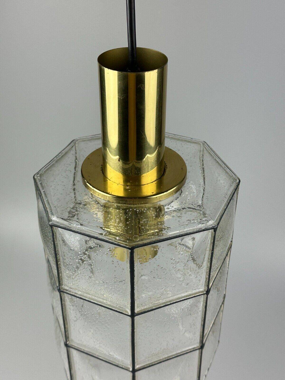 60s 70s ceiling lamp Glashütte Limburg Germany glass & brass Space Age