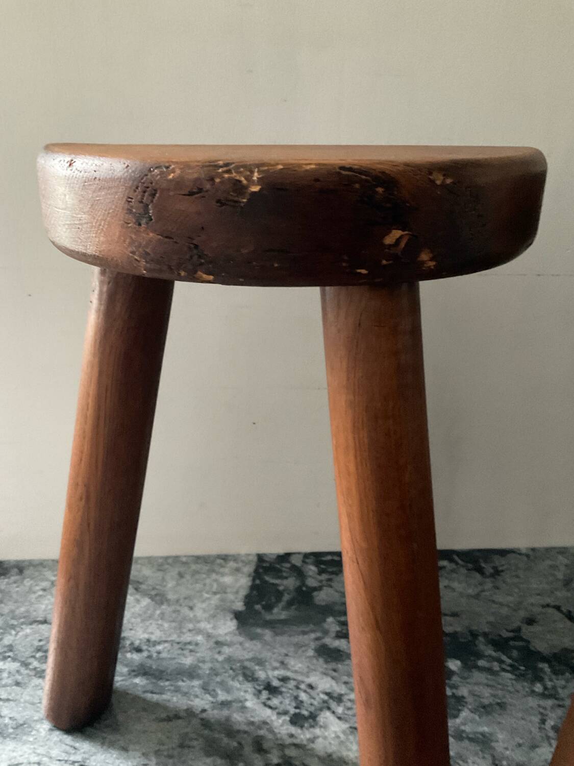 Pair of farmhouse stools in solid oak
