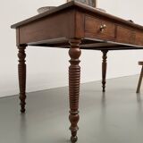 Walnut and pine drapery farmhouse table