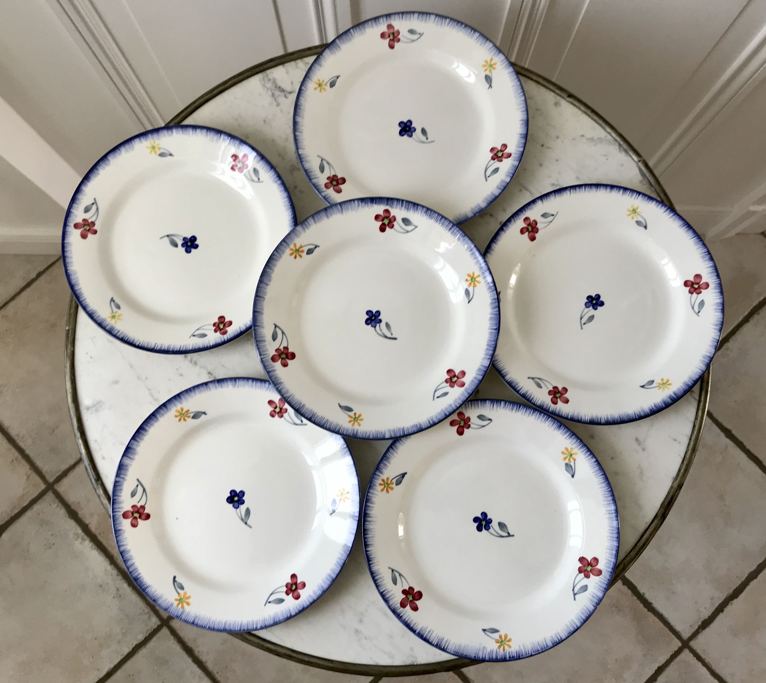 Set of 6 dessert plates Digoin Sarreguemines, years 30-40