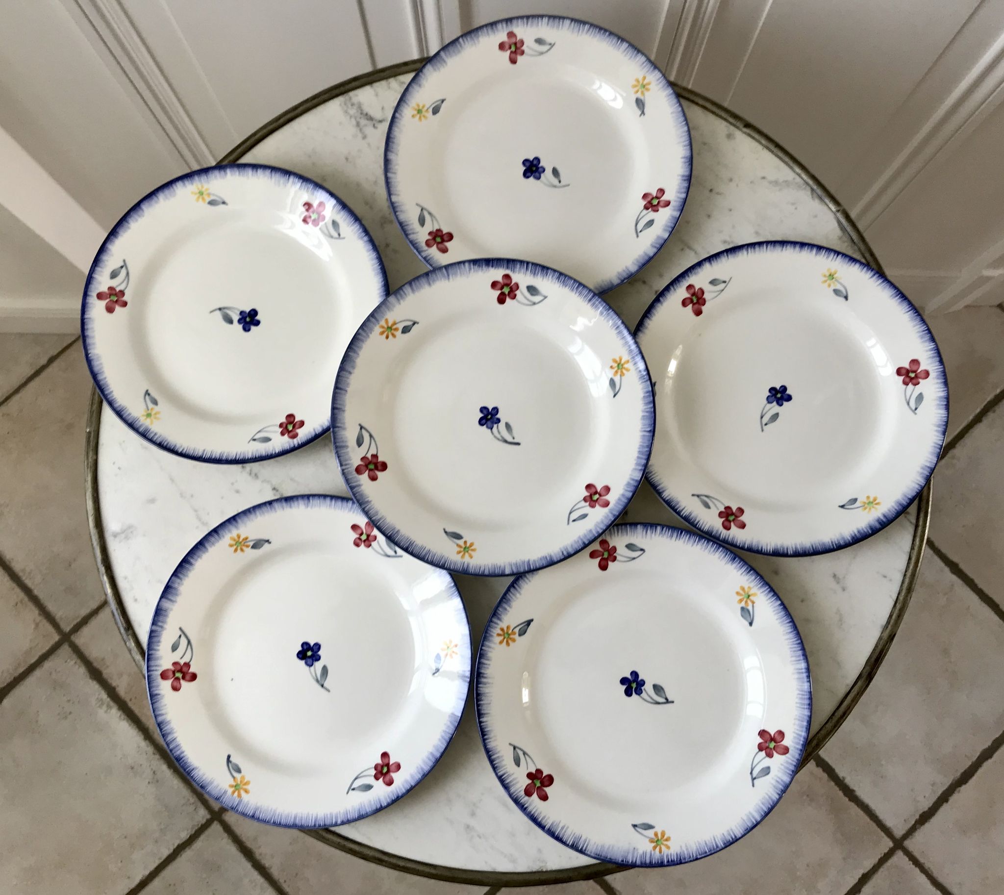 Set of 6 dessert plates Digoin Sarreguemines, years 30-40