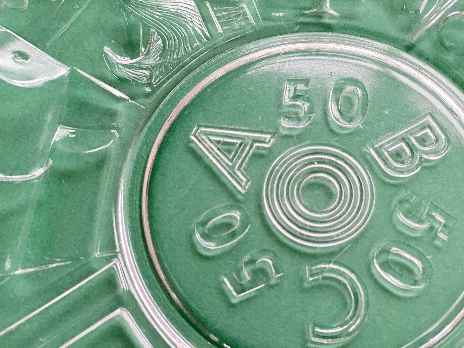 Mid Century glass ABC Plate, S.J. Thomassen for Leerdam Glass factory centerpiece