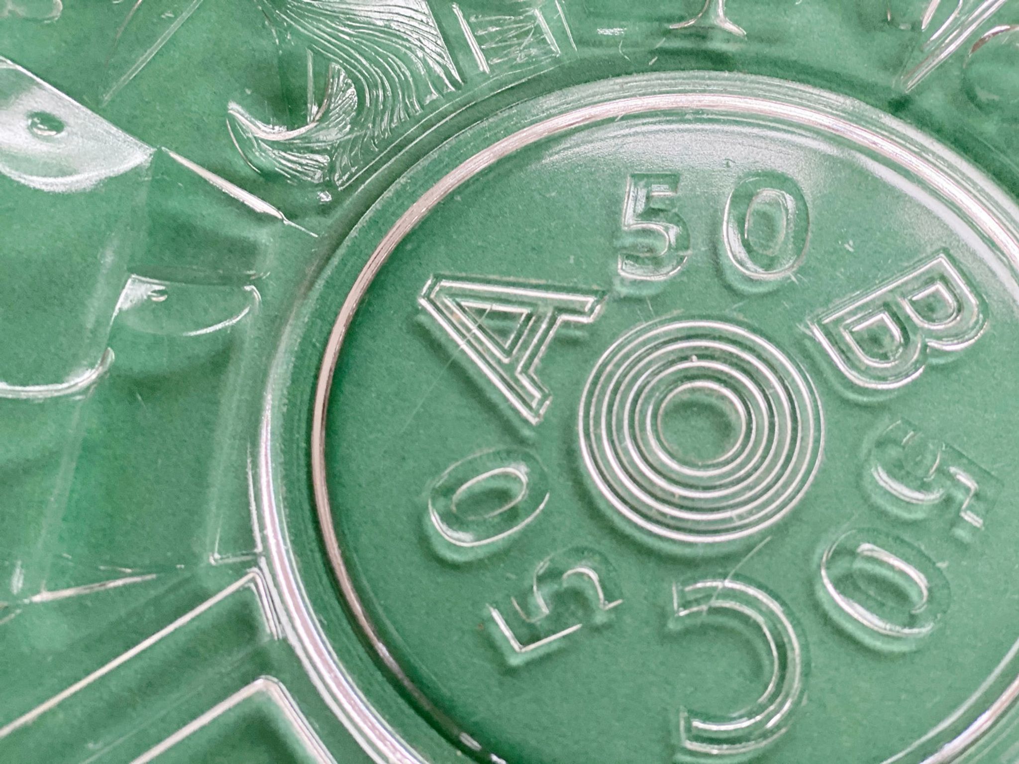 Mid Century glass ABC Plate, S.J. Thomassen for Leerdam Glass factory centerpiece