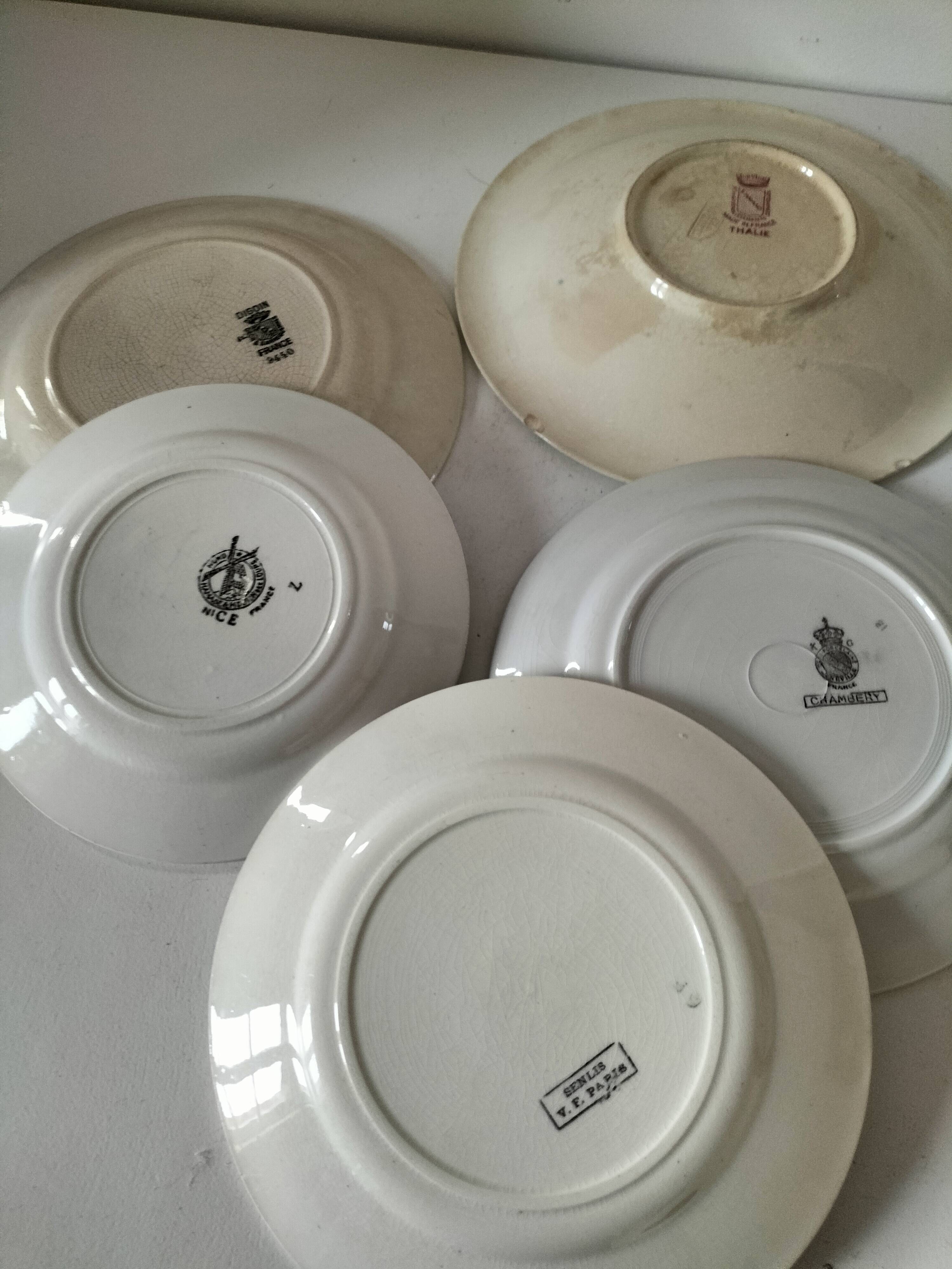 Set of 12 ironstone plates – Deep blue & red