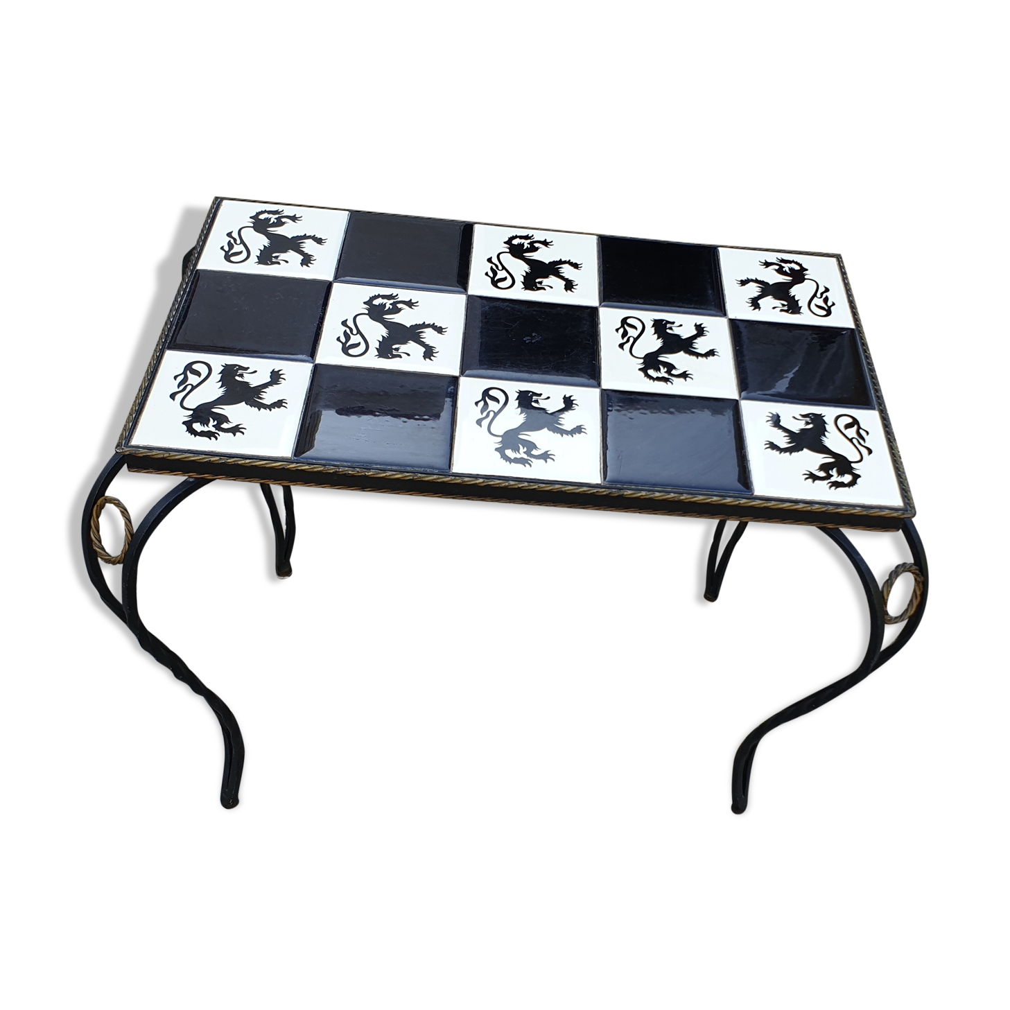 Table basse céramique émaillé  et fer forgé