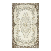 1970s Turkish Oushak Handmade Wool Cotton Beige Area Rug 114x197