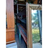 19th century mirror in wood and gilded stucco "scallop shell"