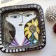 Ceramic bowl by Mari Simmulson, Upsala Ekeby, Sweden, Face, 1960s