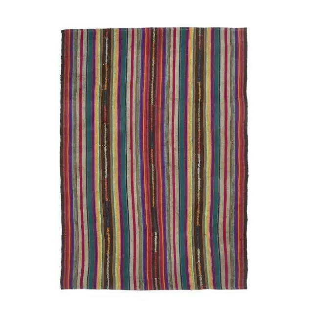 Vintage Turkish Oushak Handmade Wool Cotton Beige Kilim Area Rug 167x231