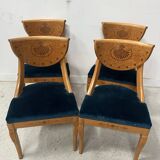 Charles X style maple veneer table and chair set, 20th century