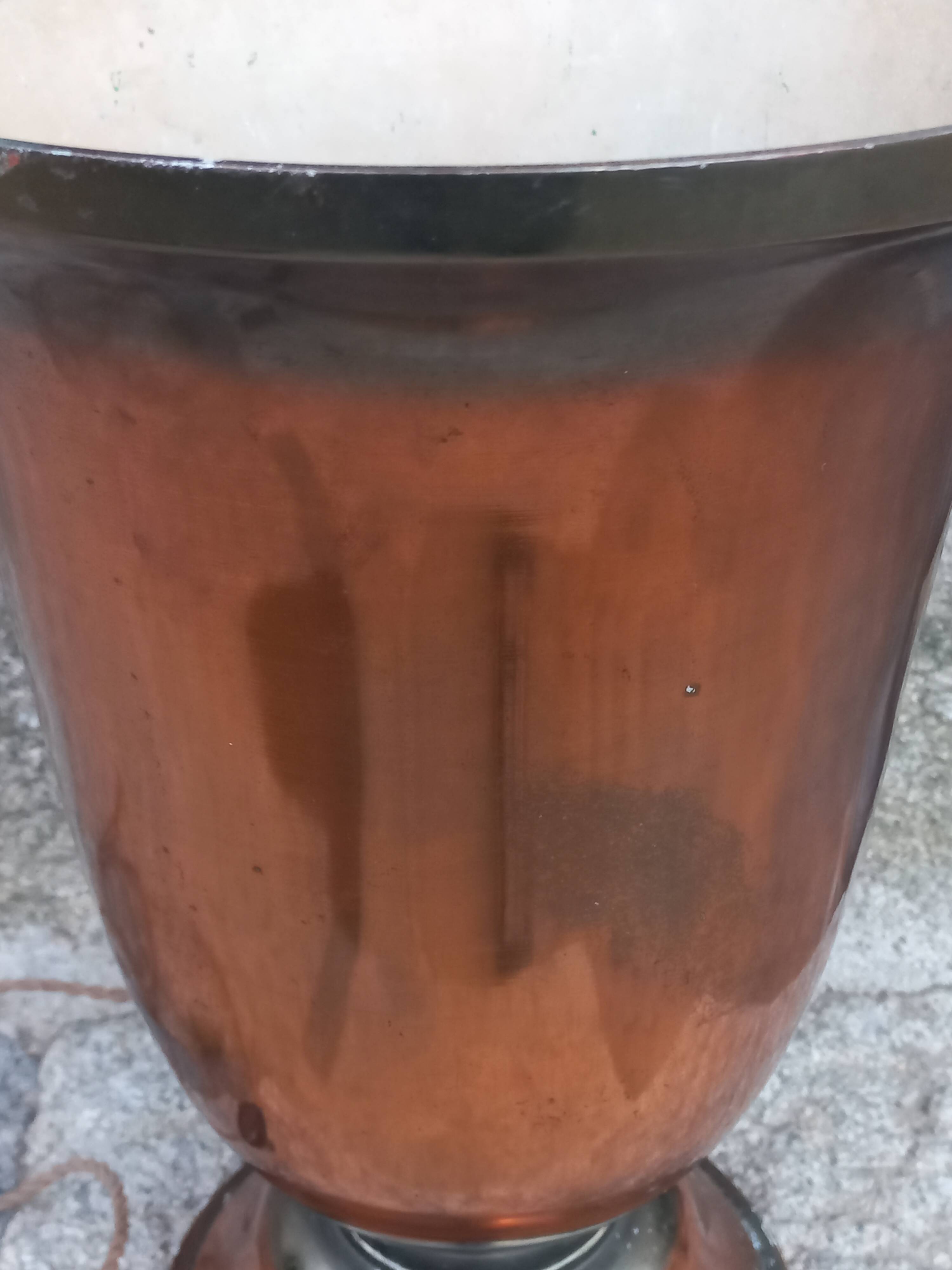 Art Deco tulip lamp in copper metal, 42.5cm from the 1930s.