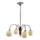 Art Deco chandelier with 4 lights in chrome metal and opaline globe - 1940s/50s