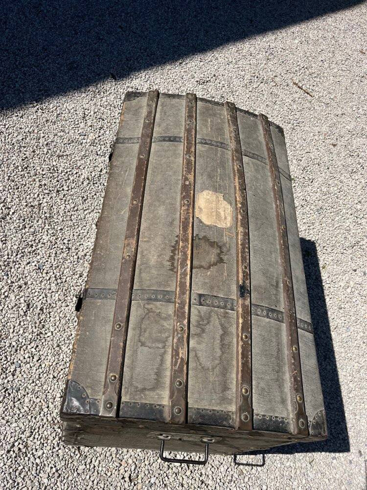 Large antique wooden trunk