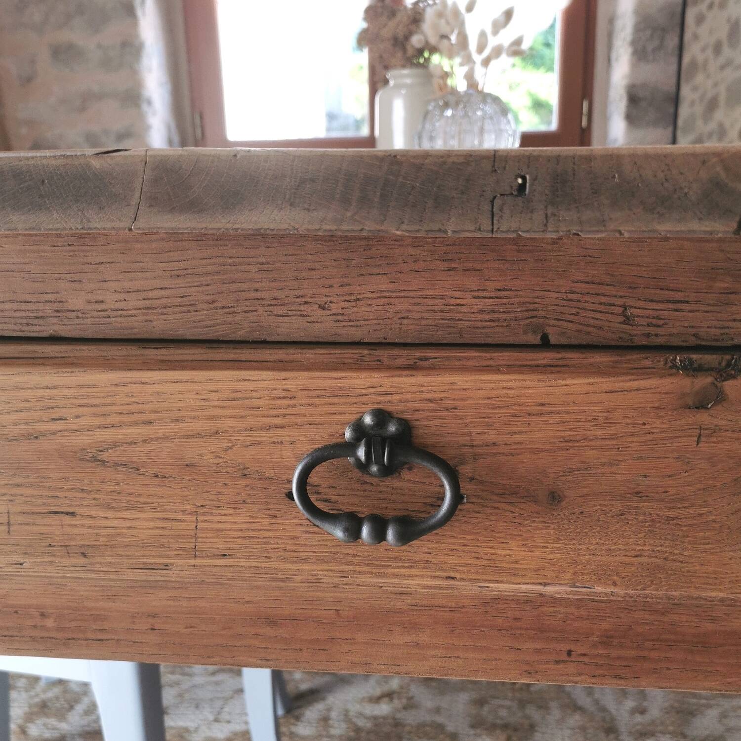 Fully restored solid wood farmhouse table. 160 cm