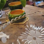 Coupe sur pied en verre moulé 50's