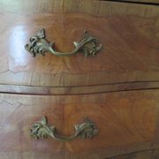 Paire de 2 chevets-louis xv-marqueterie-2 tiroirs-marbre rose