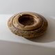 Vintage onyx ashtray from the 1980s, large round, brutalist design, brown and beige tones, sculptural table accent, modernist object, elegant gift idea.