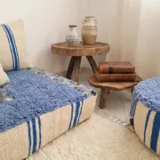 Handwoven Moroccan floor sofa set with Berber wool.